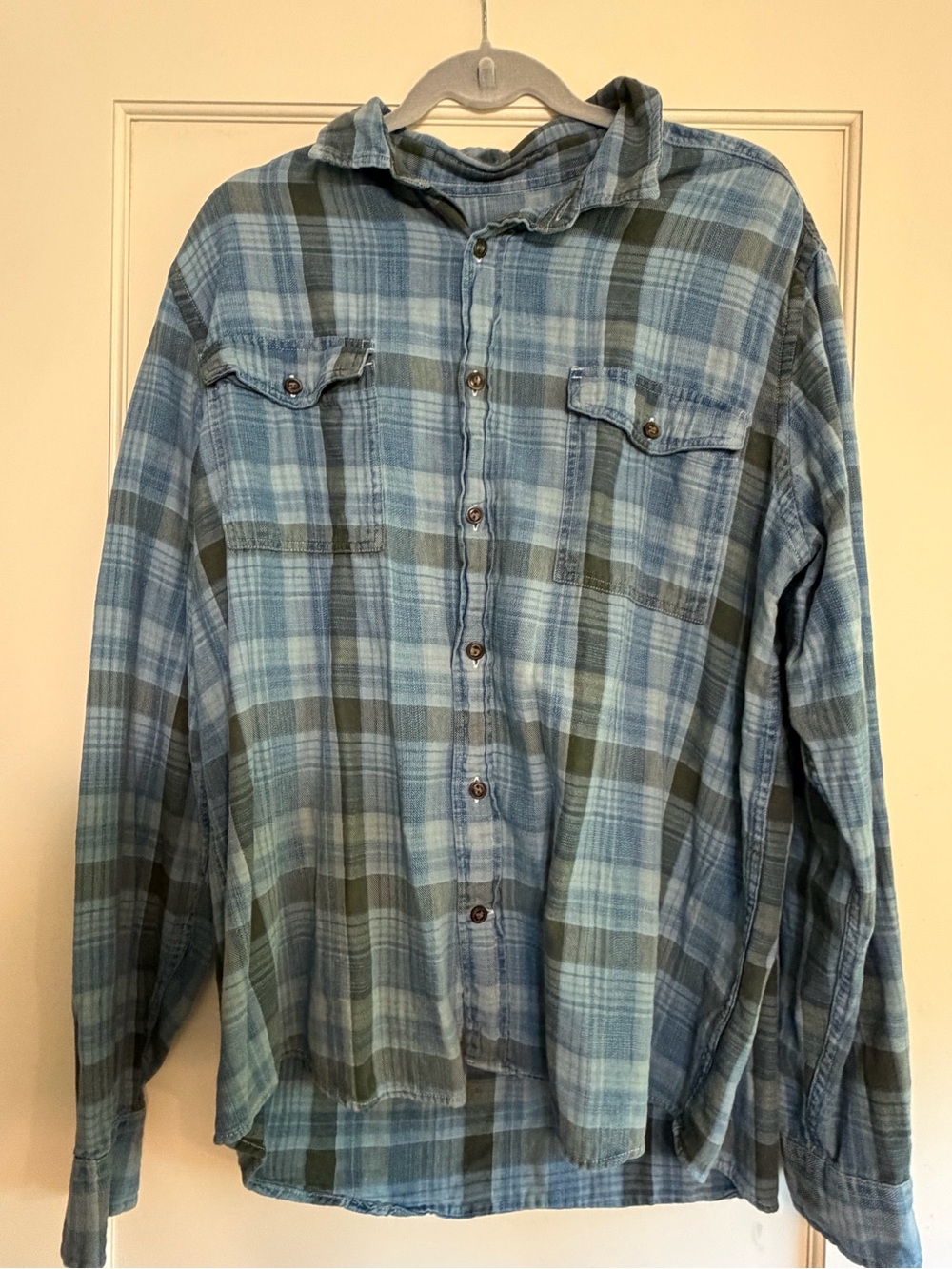 Urban Outfitters 100% Cotton Light Denim Blue Button-Up Shirt